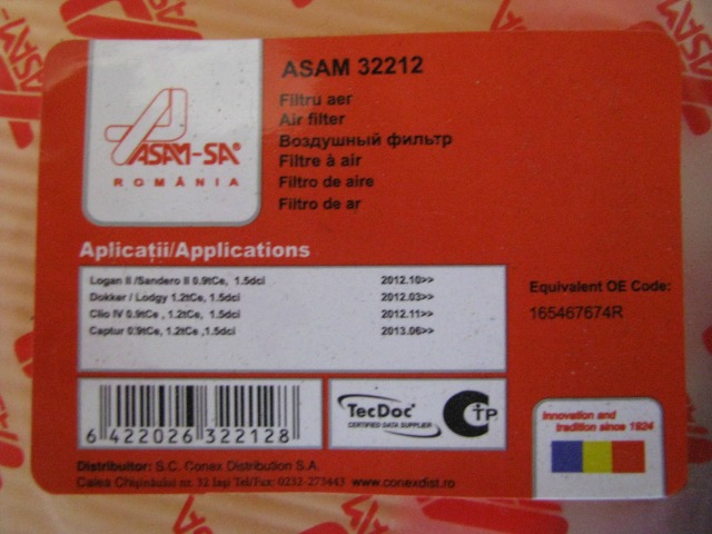 Воздушный фильтр ASAM 32212